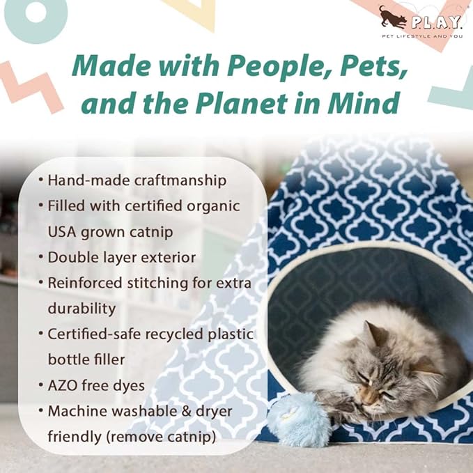 P.L.A.Y. Cute Cat Toys - Holiday & Christmas Themed Organic Catnip Filled Toy, Great for Adult Cats and Kittens - Machine Washable, Recycled Materials, Rattles, Feathers (Balls of Furry, Set of 2)