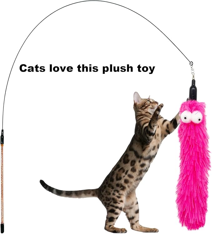 Cat Worm Toy Refills, 8 Pieces Cat Wand Attachments Assorted Worms Feathers Toy for Indoor Cats (A)