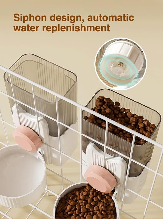 Gravity pet Food Automatic Dispenser: Small pet Feeding cage Feeder Tray - 1L Automatic pet Feeder and Sink kit, Suitable for Cats, Puppies, Rabbits, Ferrets (Blue)