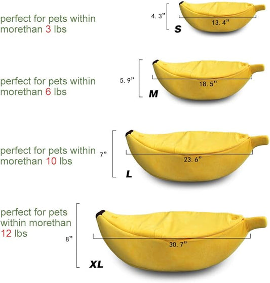 · Petgrow · Cute Banana Cat Bed House Medium Size, Christmas Pet Bed Soft Cat Cuddle Bed, Lovely Pet Supplies for Cats Kittens Rabbit Small Dogs Bed,Yellow