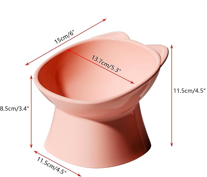 GKYZBB Elevated Cat Bowls, 15° Tilted Raised Cat Food Bowl Anti-Vomiting,Dog Kitten Food Dishes Pet for Cats and Small Dogs (Pink)