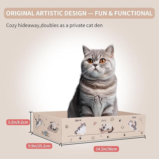 Cat Scratcher Pad with Box 3-Pack/5-Pack, Large & Medium Size – Reversible Corrugated Cardboard with Catnip: Durable Scratching Pads for Kittens & Adult Cats