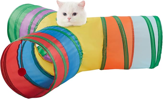 Cat Tunnels for Indoor Cats 3 Way Play Toy Kitty Tunnel Peek Hole Toy with Ball for Cat Tube Fun for Rabbits Kittens and Dogs