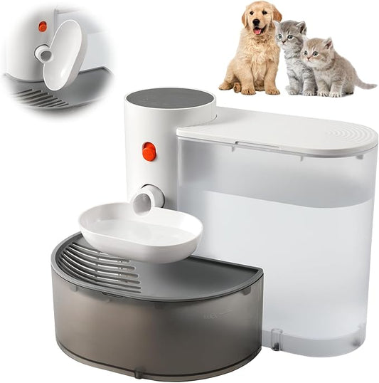 Smart Pet Water Fountain, Wireless Cat Water Fountain No Filter Needed 3L/106oz Large Capacity Rechargeable Automatic Pet Gravity Water Dispenser for Cats and Small Dogs Drinking Always Fresh Design