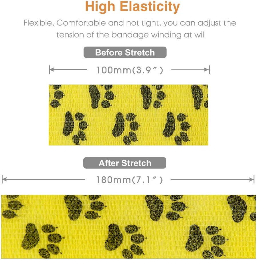 AUPCON Vet Wrap Cohesive Bandages Bulk Self Adhesive Bandage Wrap Self Adherent Wrap Non-Woven for Dogs Pet Animals & Ankle Sprains & Swelling 2 Inch x 5 Yards (3 Inch Claw)