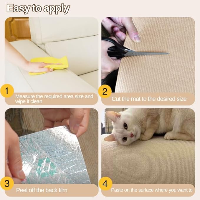 78.7"x15.8" Cat Scratching Carpet Mat Furniture Protector, Covering DIY Cat Tower,and Replacement Pads, Self-Adhesive Trimmable Mat (Khaki)