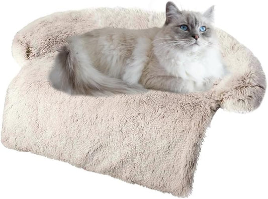 Calming Dogs/Cats Bed Mats, Dog Pad Washable Removable Couch Cover, Plush Long Fur Mat for Pets, Waterproof Lining, Perfect for Small, Medium and Large Dogs and Cats (Gradient Brown, 34"x30")