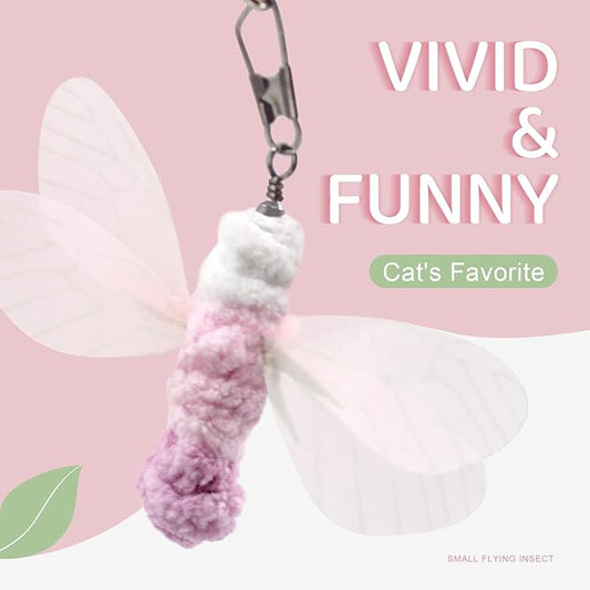 SONGWAY Insect Cat Toy Refills - 12 Pieces Bee Cat Teaser Toys, Cat Toy Wand Attachments, Cat Insect Toy, Wool Cat Toys, Interactive Cat Toys for Indoor Cats