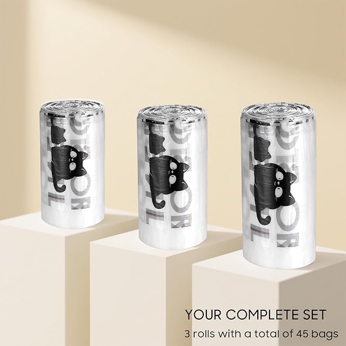 45 Pack Cat Litter Box Robot 4 and 3 Waste Bags, Automatic Litter Box Liners Bags, Tear-free, Sensor-compatible, 9-11 Gallon Capacity