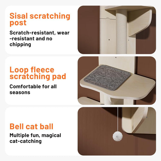 Cat Wall Mount Mounted Floating Shelves Shelf Perch Furniture Perch Hammock Climber Climbing Tree Indoor Large Wall-Mounted Steps Cat Climb Perches Solid Wood Hammock