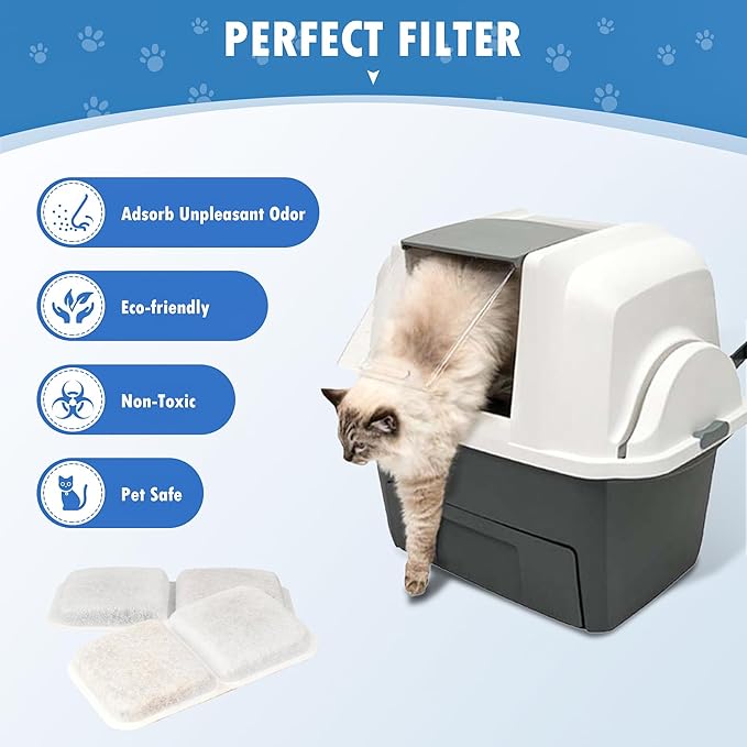 6 Pack Air Purifier Pad for Catit Airsift Jumbo/Regular/Smartsift Litter Box, Dual Action Filter to Keep Catit Litter Box Fresh Smell，Cat Litter Box Filters Pads Replacement…