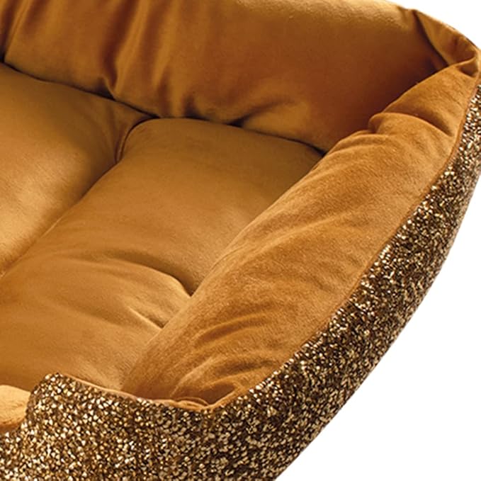 Pet Bed, Sparkling Rhinestones, Soft, Comfortable Velvet, for Lounging Dogs, Cats, Pets, Gold, Large, Sold Individually