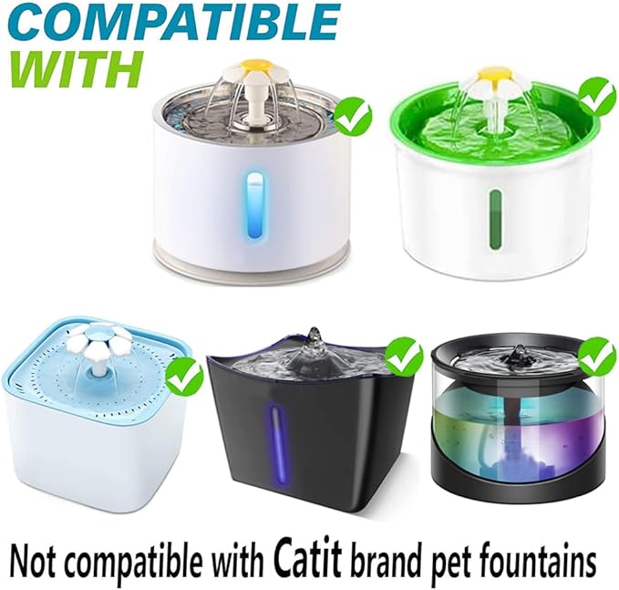 Cat Water Fountain Filters 8 Pack,50% More Resin & Activated Carbon,Genuine Cat Flower Fountain Replacement Filters for Pet Dog Drinking Water Dispenser Quadruple Filtration (Not for Catit)