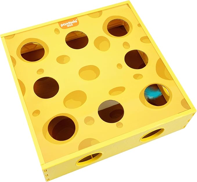 Cat Puzzle Toy, Automatic Cat Toy Feather Rotation in 16 Holes Maze, Interactive Cat Toys for Indoor Cats, Cat Feather Toy with Intelligent Sensing, New Upgrade Whack A Mole Kitten Game