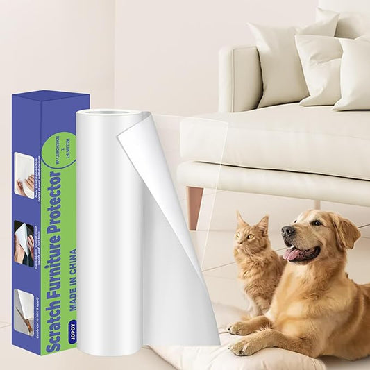 Cat Scratch Deterrent Tape 11.8" x 9.8FT Furniture Protectors from Cats Transparent Self-Adhesive Pet Training Tape for Furniture Couch Door NOT for Leather (Transparent, 17.72" x 6.56FT)