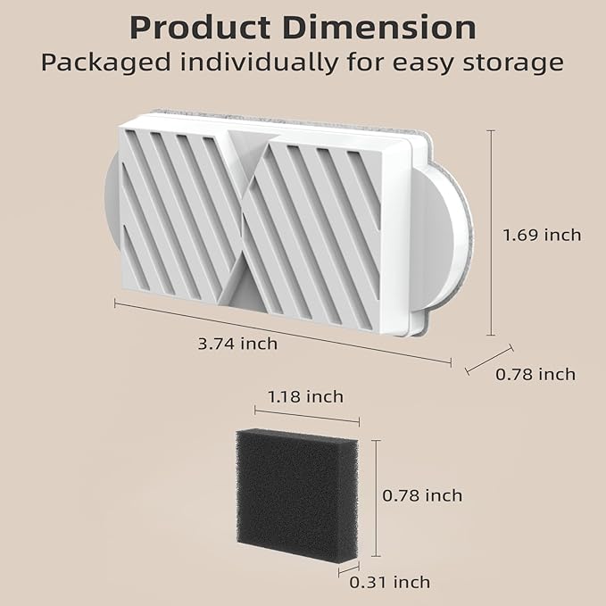 Cat Water Fountain Filters Upgraded Units 2.0 74oz/2.2L Ceramic Cat Water Fountain, Replacement Filters (12+12 Pack)