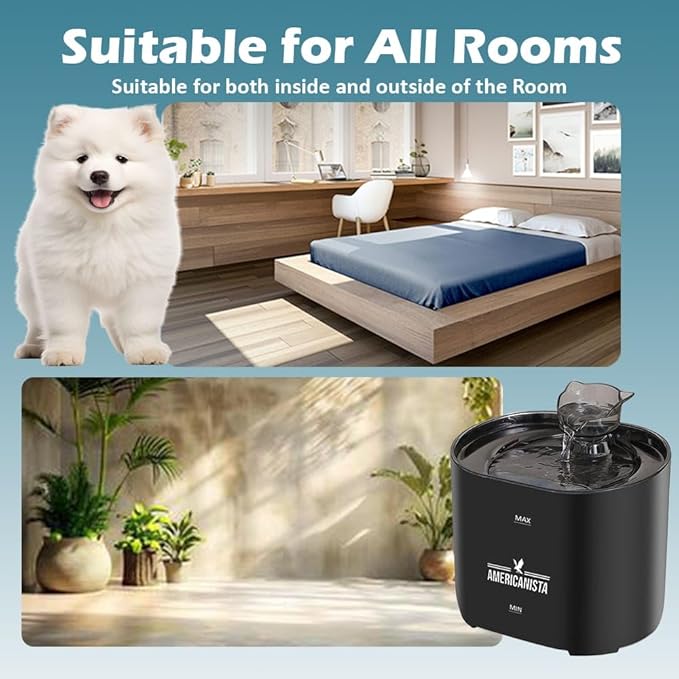 Pet Water Fountain Dispenser for Drinking Indoor and Outdoor Automatic Fresh Water 2.2L Capacity Ultra-Quiet, Filtered & Efficient