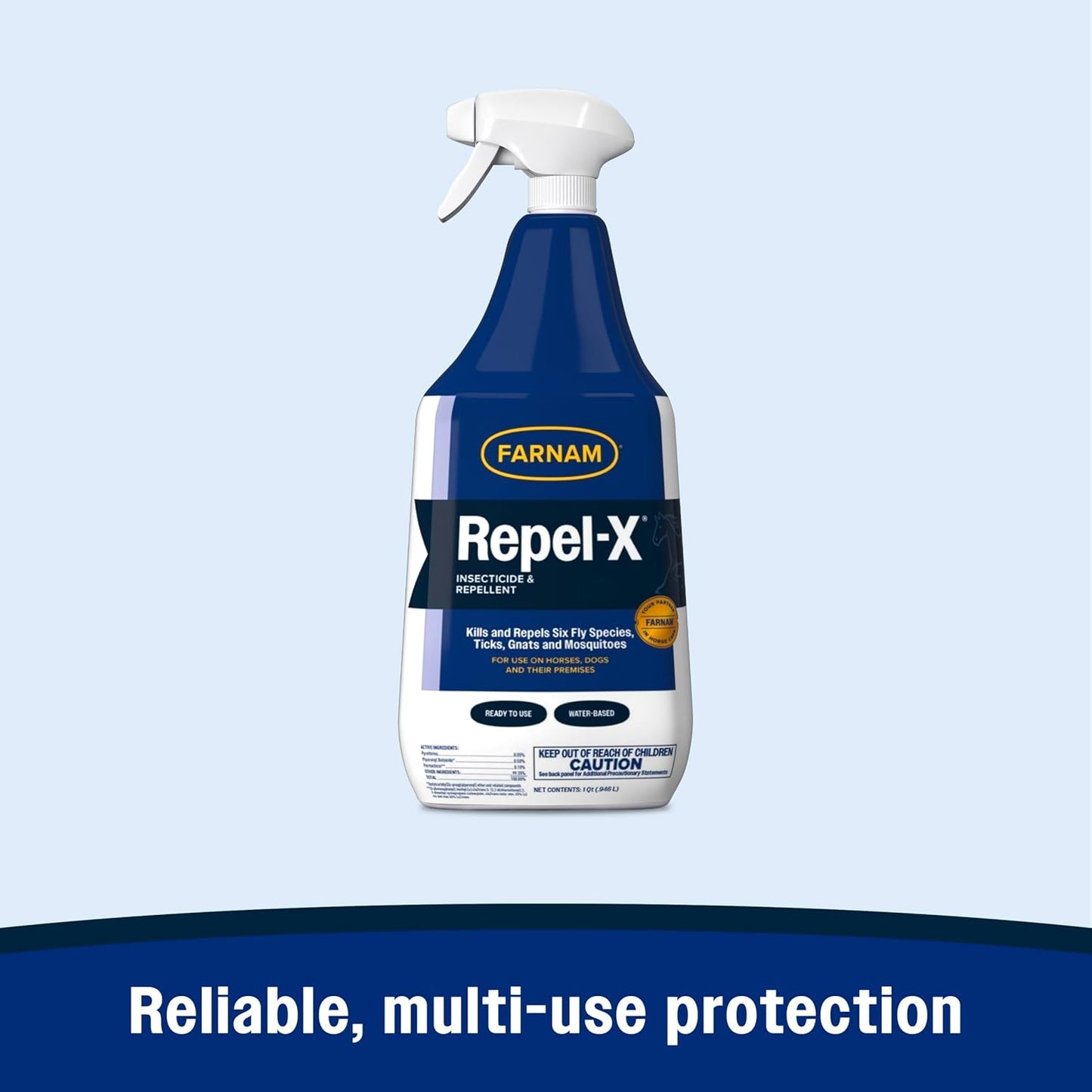 Farnam Repel-X Ready-To-Use Fly Spray, Insecticide And Repellent For Horses And Dogs, 32 Fluid Ounces, 1 Quart Bottle With Trigger Sprayer