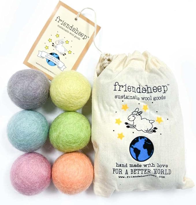 Friendsheep Eco Wool Pet Toy Ball - Cat, Ferret, Small Dog - Fair Trade, Handmade in Nepal, Eco-Friendly - 100% Wool, 6-Pack (Balls x6, Fairy Dust)