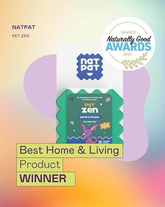 NATPAT Pet Zen Calming Patches for Dogs & Cats – Non-Medicated Effective Stress Relief for Travel, Fireworks & Separation Anxiety - Long Lasting & Non-Toxic (24 Patches) - Locket Sold separetely