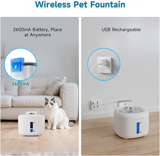 Pawinner Stainless Steel Cat Water Fountain, 1.8L Pet Water Fountain, Automatic Pet Water Dispenser, LED Water-Level Window, Ultra Quiet with Motion Sensor Cat Fountain for Drinking for Cats Indoor