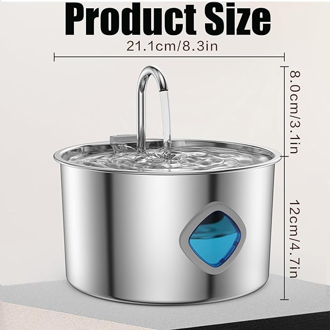 Pawira Water Fountain for Cats, Pawira Cat Fountain, Large Capacity 3.2L/108oz Automatic Pet Water Dispenser with Faucet, Spout Visible Window, Quiet Pump (1 Pc + 10 Filter, One Size)