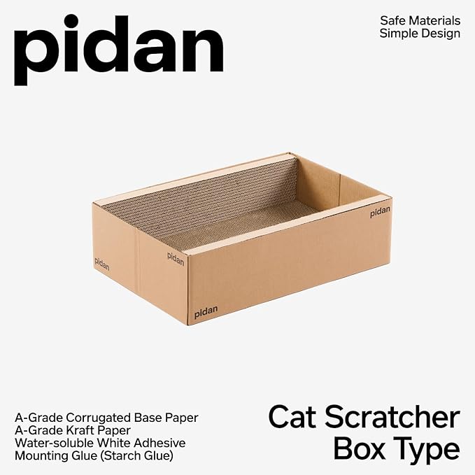 pidan Cat Scratcher Cardboard,Box and Cat Bed Cat Scratchers for Indoor Cats Scratching Board,A-Grade Corrugated Base Paper,Safe Glue (Box Type)