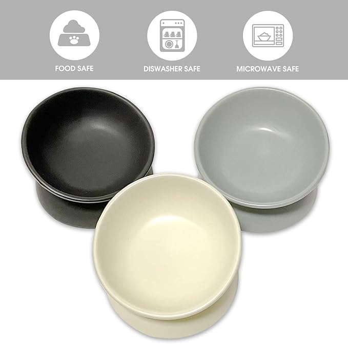 Ceramic Raised Cat Bowl, Cat Food Bowls Elevated Tilted, Ceramic Pet Bowl Whisker Friendly, Anti Vomit & Reduce Neck Burden for Food and Water (Yellow)