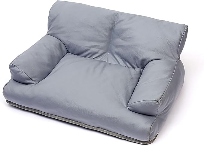 Pet Sofa Bed, Vintage Cat Dog Faux Leather Sofa with Non-Slip Bottom for Dogs Cats (Grey, Large)