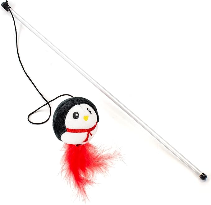 Giftable World Holiday Plush Pet Toy Fun for Christmas Designs Cat Play Toy (Penguin & Snowman Wand)
