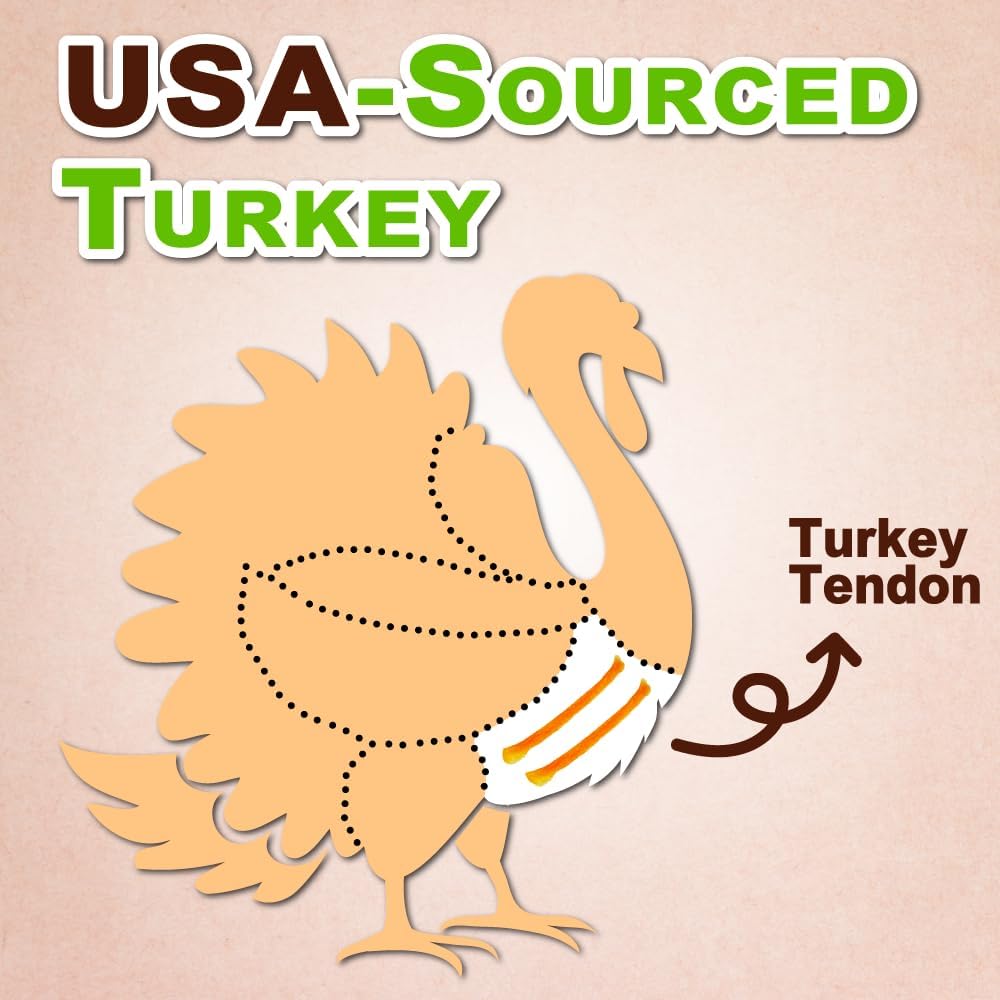 Afreschi Natural Turkey Tendon Rope (M) 10 oz Rope, USA-Sourced Turkey Tendon, All Natural Puppy Chew, Hypoallergenic, Rawhide Alternative, for Medium Breeds