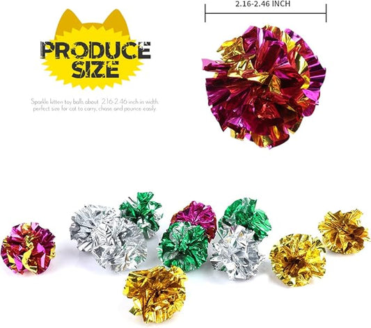 HNYYZL 25 Pack Crinkle Balls Cat Toys - Original Mylar Crinkle Balls Cat Toys（Random Color）