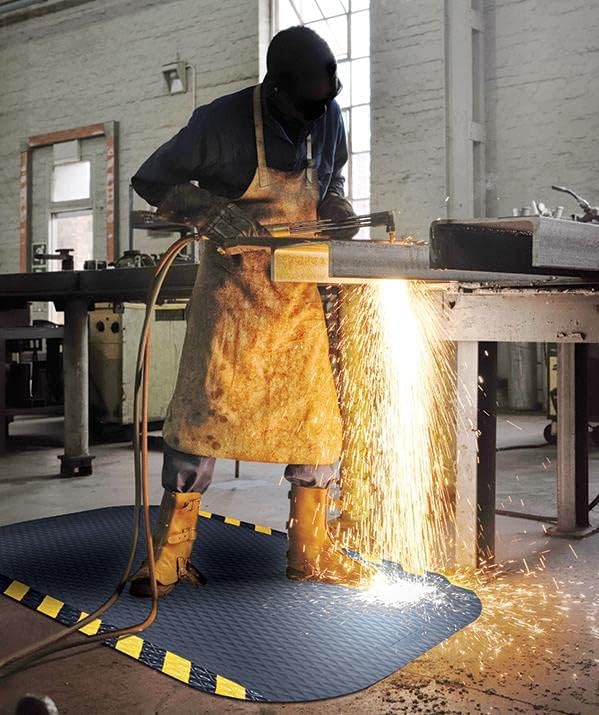 American Floor Mats Hog Heaven Premium 7/8" Black & Black Border 3' x 8' Nitrile Backed Anti-Fatigue Comfort Mat