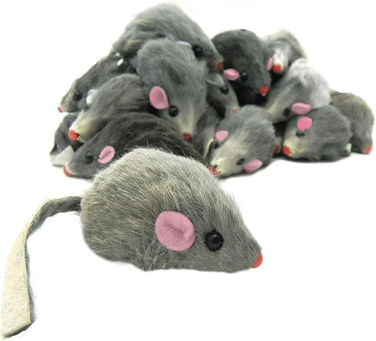 5 Pcs Gray Fur Rattle Mouse Cat Toy Mice Animal Toy Pet Supplies Furry Play Combo - Cat Toy Mix