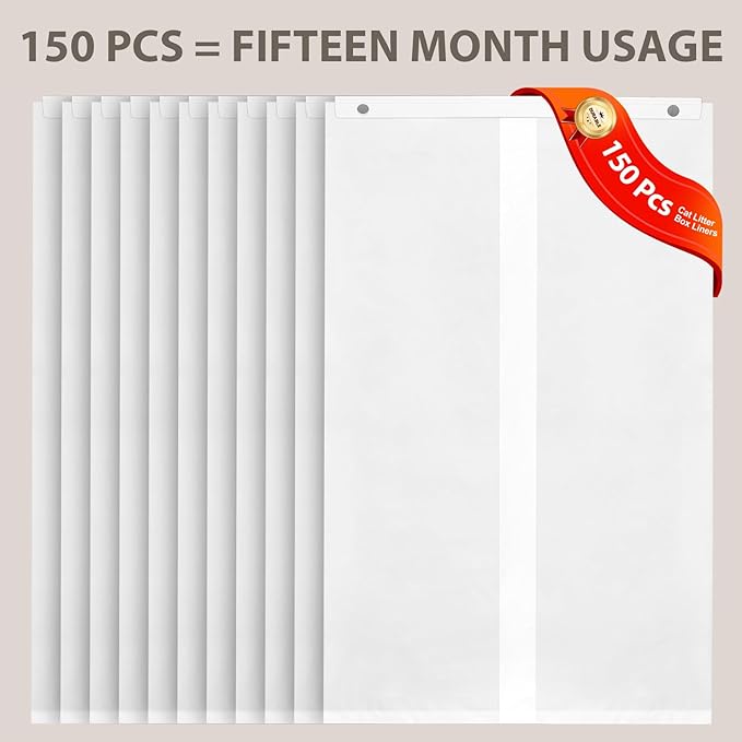 150 Pack Cat Litter Bags for PetSnowy Snow+ Cat Litter Box, Heavy Duty Tear and Leak Resistant Litters Bag, Self-Sealing Waste Drawer Liner Bags for PetSnowy (150)