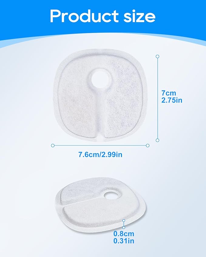 Cat Fountain Filter Replacement, Compatible with 2L/67oz E1 and E1+ Automatic Cat Water Dispenser, Cat Water Fountain Filters, Pet Fountain Filters Replacement Multilayer Filter, 12Pack