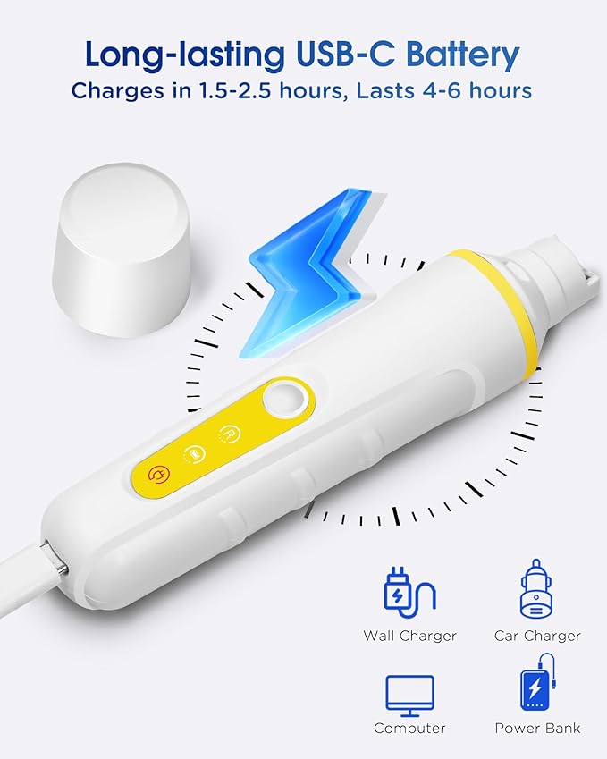 Dog Nail Grinder with Enhanced LED Light – Super Quiet, 2-Speed, USB-C Rechargeable, LED Smart Display, 3 Grinding Options, Pet Nail Trimmer for Dogs Cats and All Pet Sizes