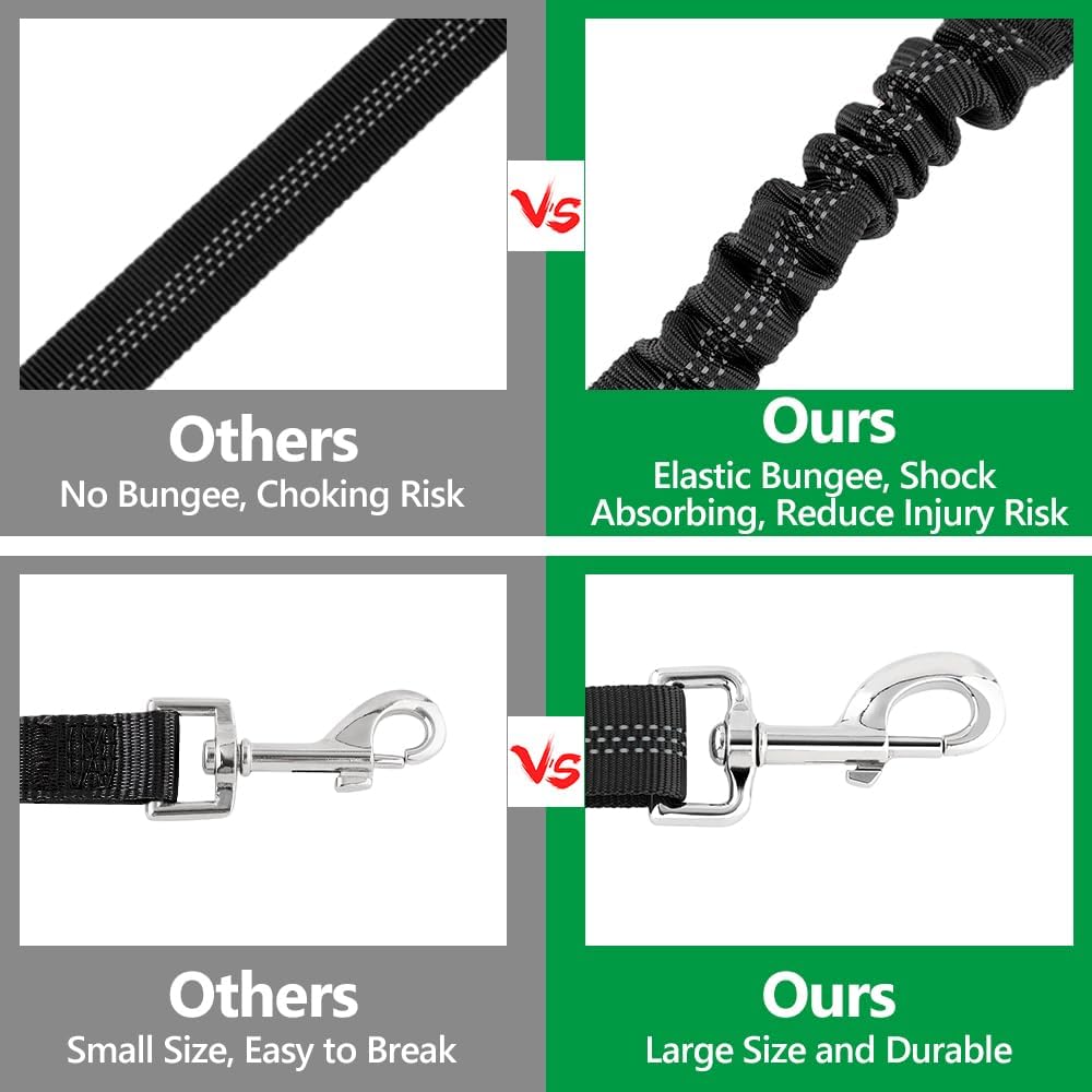 Plutus Pet Dog Seat Belt for Car Headrest, Reflective and Adjustable Restraint with Elastic Bungee for Safety, Vehicle Seatbelt Harness for Small Medium Large Dogs and Cats, Ranger Green