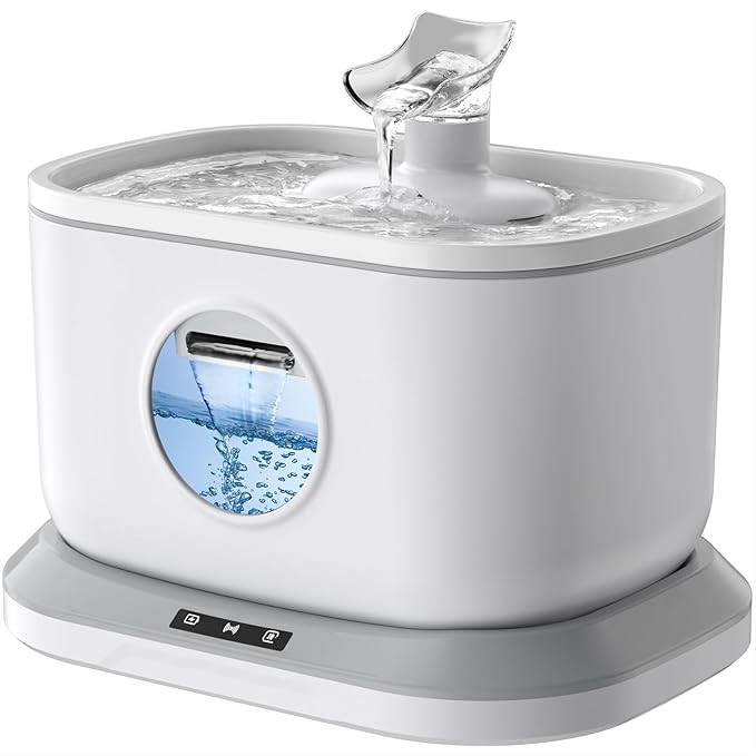 Cordless Cat Water Fountain, 2.6L/88oz Water Fountains for Cats Indoor, Wireless Pump Auto Shut-Off Radar Sensor Automatic Water Dispenser Battery Operated Pet Drinking + 2 * 7-Layer Large Filters