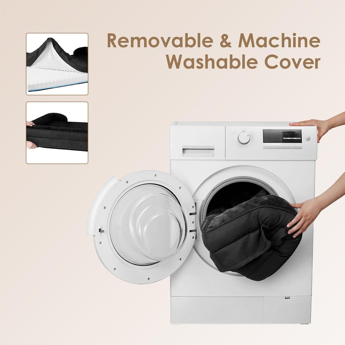 EHEYCIGA Orthopedic Dog Bed for Medium Dogs, Waterproof Memory Foam Medium Dog Beds with Sides, Non-Slip Bottom and Egg-Crate Foam Pet Couch Bed with Washable Removable Cover, Black