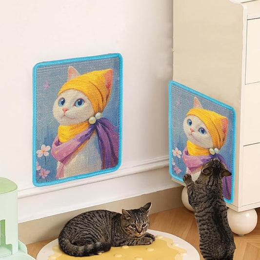 Sisal Cat Scratching Mat – Anti Scratch Furniture Protector for Walls, Couches, Cabinets, Doors & Carpet, 15x11.8 Inch, Shedding-Resistant Cat Scratcher with Hook and Loop Fastener (Kitty Galore)