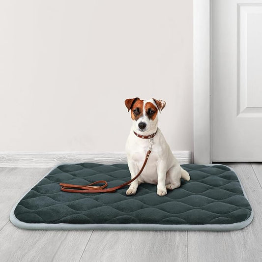 furrybaby Dog Crate Pad for Dog Cages Flat Crate Mat Kennel Pad with Anti-Slip Bottom Machine Washable for Pet Bed Sleeping (S 24x18'', Grey Mat)