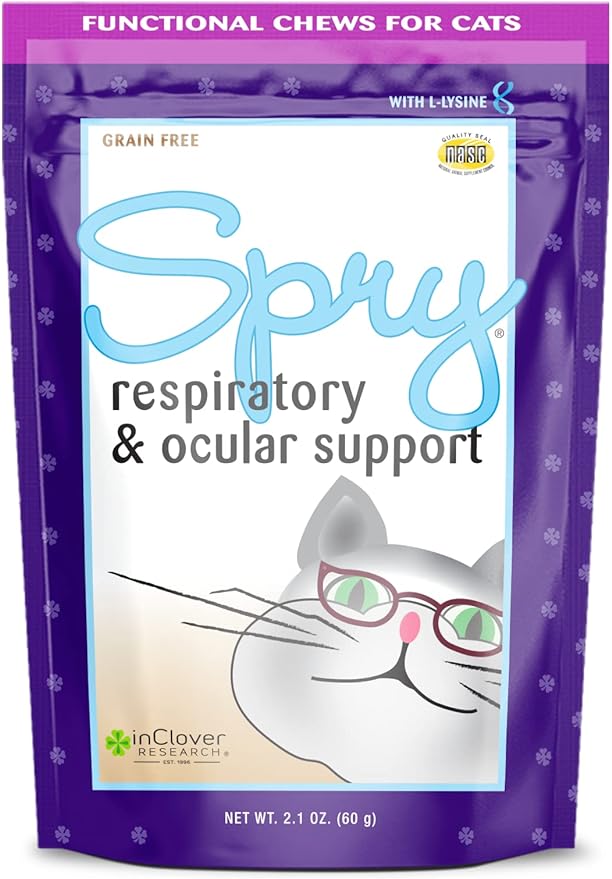 Spry Daily Respiratory and Ocular Support Soft Chews for Cats, with L-Lysine, Superfoods, and Prebiotics for a Strong Immune System, 2.1 oz. (60 count)