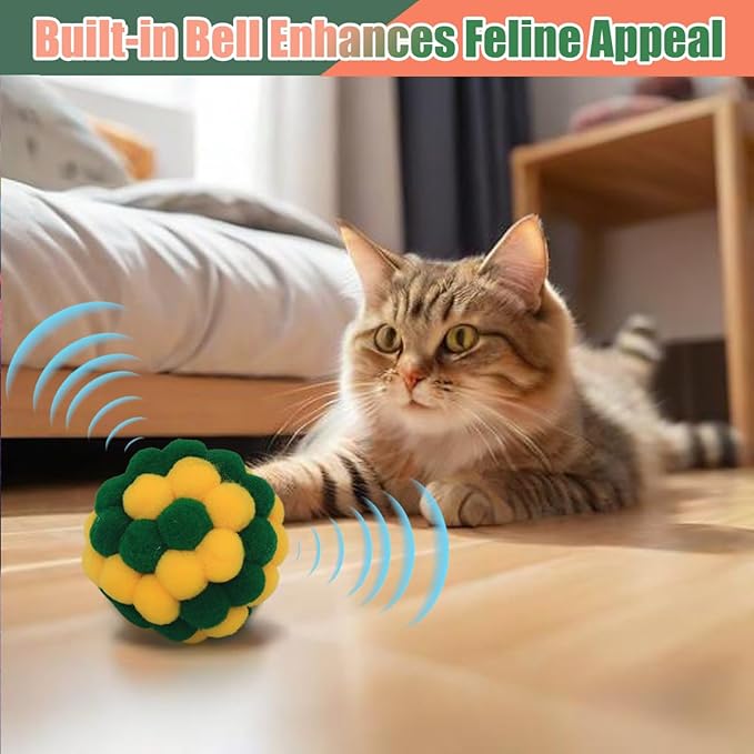 Cat Ball Toys, 2 Inches Soft Fuzzy Balls, 6-Pack Cat Toy Balls