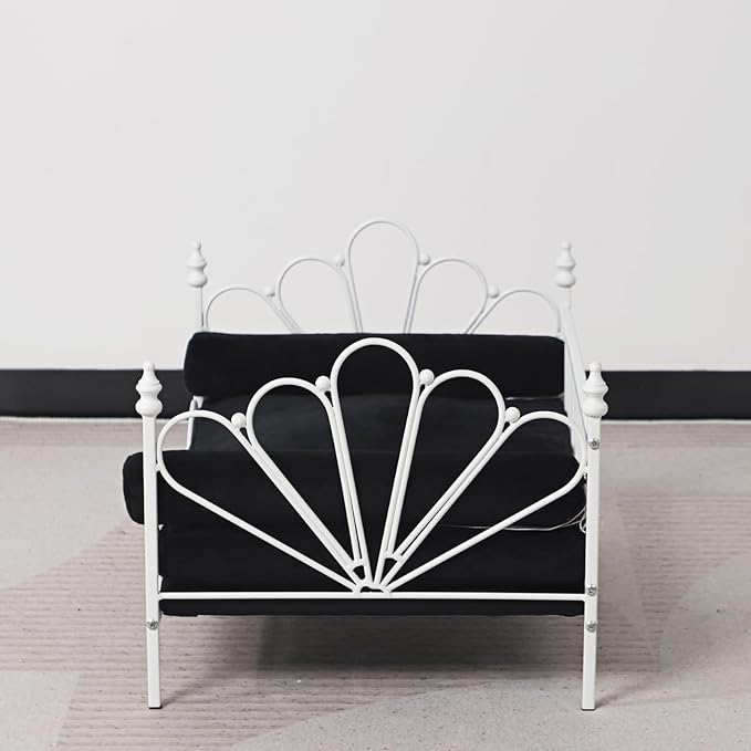 Pet Sofa Bed, Cat Bed,Dog Bed,Cat Couch,Pet Couch,Metal Frame and Detached Velvet Cushion，Cool Dog Couch for Small Cats &Dogs&Puppy Summer Using (White)