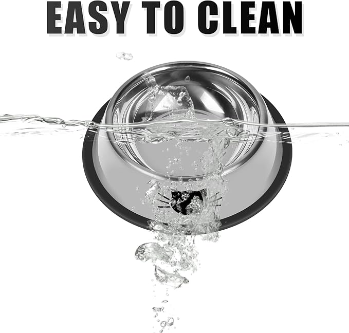 2 Pcs Non-Slip Stainless Steel Small Cat Food Bowls - Unbreakable, 7 Oz, Removable Rubber Base, Easy to Clean, Lovely Color