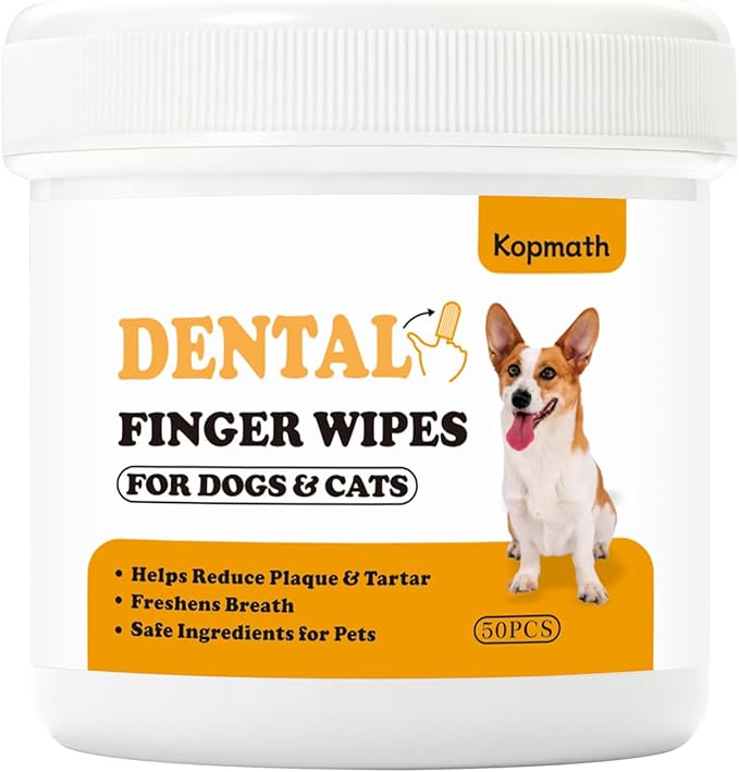 Finger Brushes for Dental Care of Pets, Teeth Cleaning Finger Wipes, Dog Dental Wipes, Reduce Plaque & Tartar, Freshen Breath, Safe & Natural Pet Dental Wipes for Dogs Teeth