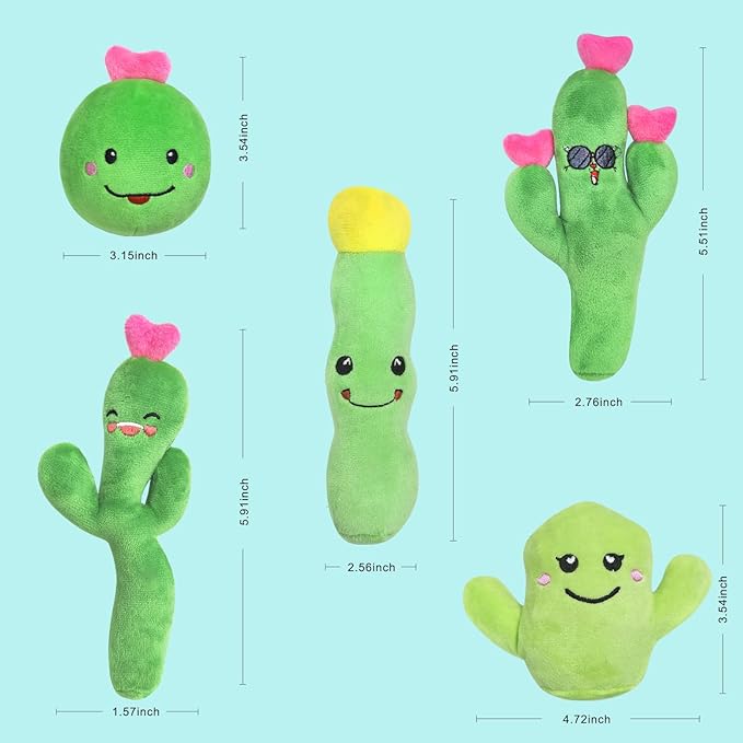 5 Pack Catnip Toys Cactus Crinkly Sound Interactive Chew Kitten Cat Toys for Indoor Cats, Exercise Cat nip Toy to Stimulate Play & Reduce Boredom