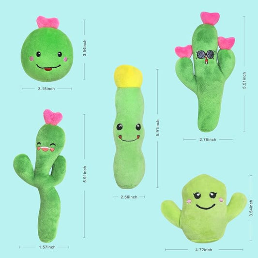 5 Pack Catnip Toys Cactus Crinkly Sound Interactive Chew Kitten Cat Toys for Indoor Cats, Exercise Cat nip Toy to Stimulate Play & Reduce Boredom