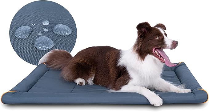 Miguel 900D Oxford Outdoor Waterproof Dog Crate Bed, Water-Resistant Durable Easy Wipe Clean All Weather Pet Mat, Travel Indoor Outdoor Puppy Cat Crate Bed 40inch, Blue